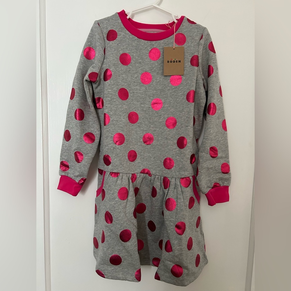 Boden Mini - NWT gray sweatshirt long sleeve Girls dress / shirt Size 7/8